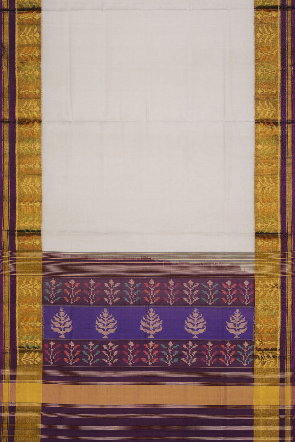 Image of Rajkot Patola Silk White Saree